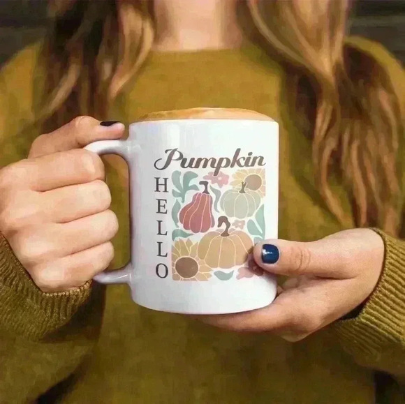 nataly thyme Other - Hello pumpkin fall mug 11oz with Bamboo Lids and Stainless Steel Spoon coffee